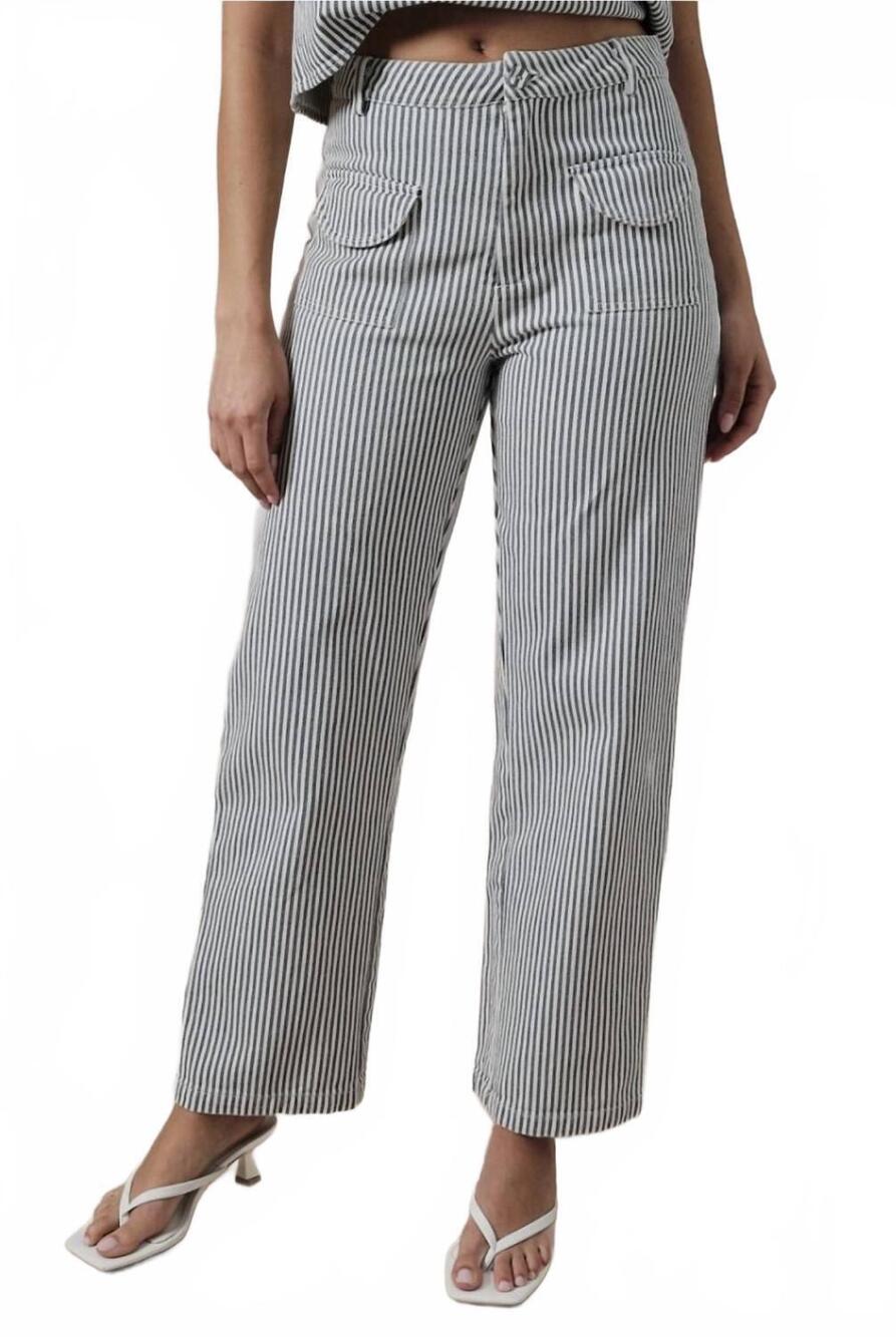 NEW GILLI stripped denim long pant in blue